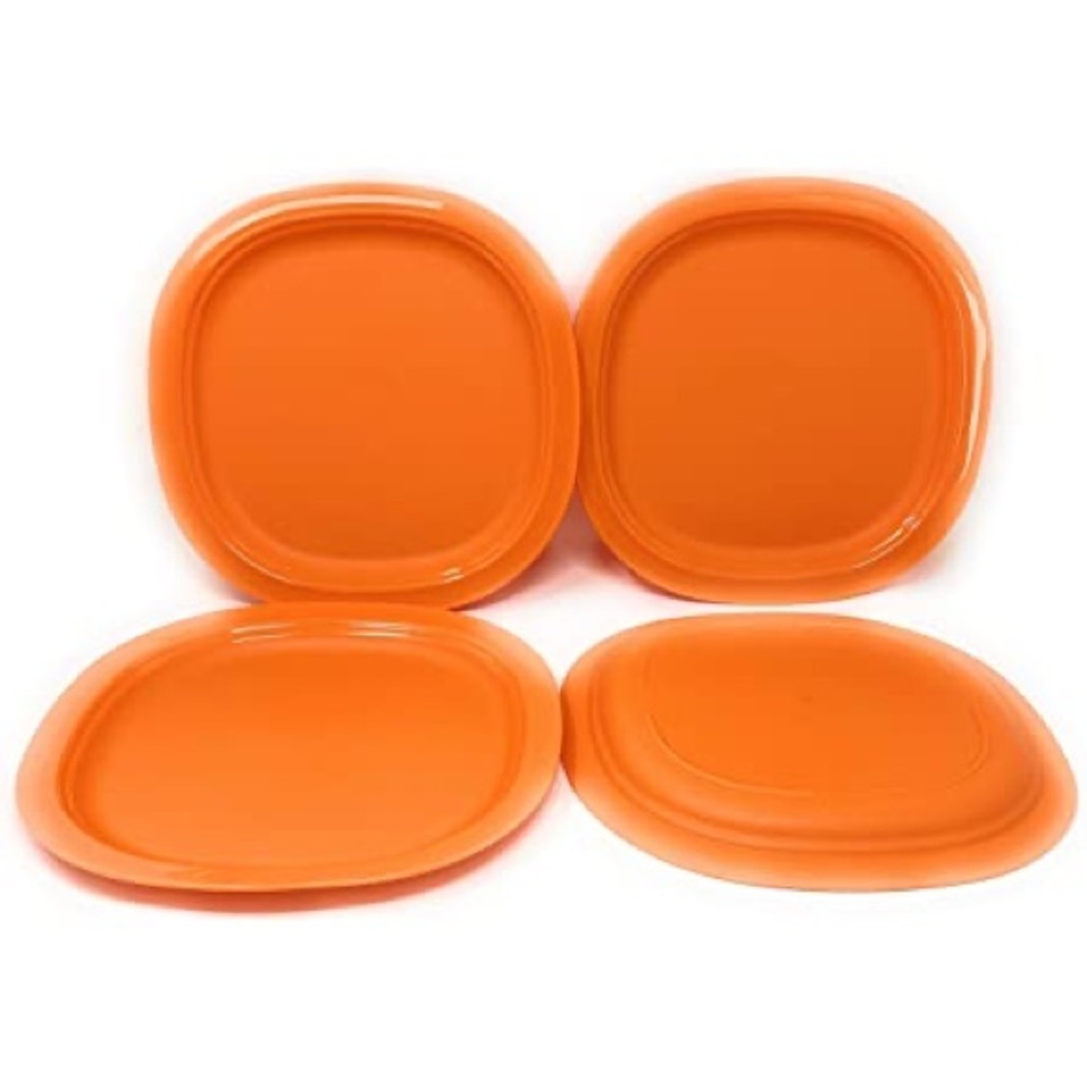 Orange Tupperware microwaveable plates